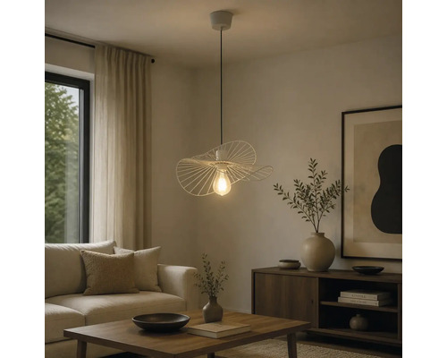 Pendelleuchte 1-flammig geeignet für Leuchtmittel E27/40W Arroturas sandfarben Ø 23 cm