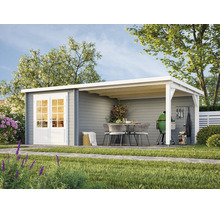 Abri de jardin Palmako Ella 6,9+10 m² 614 x 340 cm gris clair-blanc