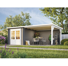 Gartenhaus Palmako Ella 6,9+10 m² 614 x 340 cm dunkelgrau-weiß