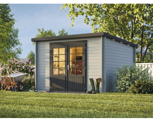 Gartenhaus Palmako Ella 8,7 m² 300 x 300 cm hellgrau-anthrazit