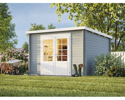 Abri de jardin Palmako Ella 8,7 m² 323 x 340 cm gris clair-blanc