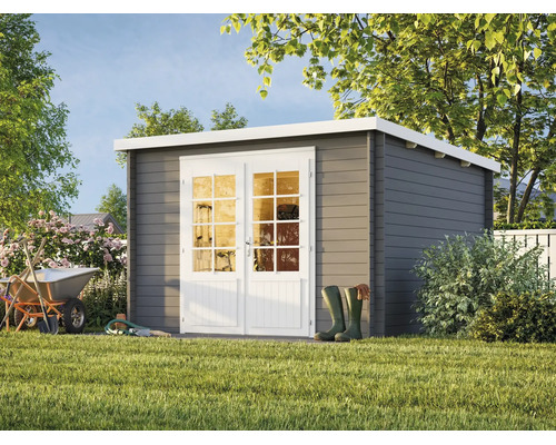 Gartenhaus Palmako Ella 8,7 m² 323 x 340 cm dunkelgrau-weiß