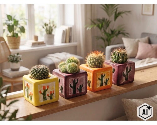 Mélange de cactus FloraSelf pot Ø 5,5 cm sélection aléatoire de variétés (Image AI modified or generated)