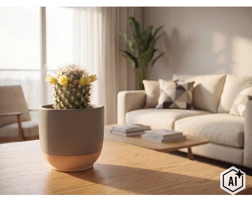Mini cactus avec fleurs FloraSelf cactus pot Ø 5,5 cm diff. variétés (Image AI modified or generated)