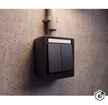 Interrupteur double en saillie pour locaux humides en version robuste fixé sur un mur en béton (Image AI modified or generated)