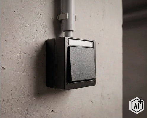 Interrupteur en saillie avec voyant lumineux pour montage mural en intérieur et en extérieur (Image AI modified or generated)