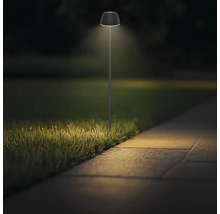 Lampe extérieure LED moderne sur tige pour l éclairage d une allée de jardin dans l obscurité.