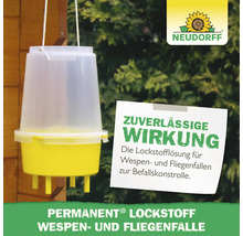 Piège à guêpes et mouches Neudorff Permanent sous forme de récipient en plastique avec suspension pour le contrôle des nuisibles.