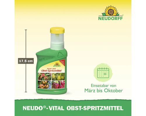 Traitement pour arbres fruitiers Neudorff Neudo Vital en flacon de 17,5 centimètres de haut utilisable de mars à octobre