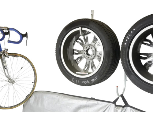 Support mural pour pneus de voiture et vélo pour un rangement gain de place dans le garage