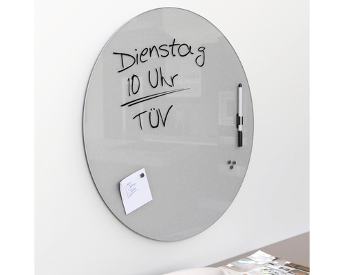 Runde Glas Magnettafel mit Notizen und Stift