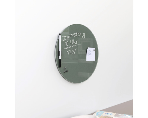 Runde Glas Magnettafel mit Stift, Magneten und Notizblock