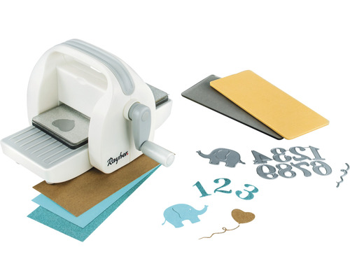 Rayher Stanzmaschine mit Schneideplatten, Papier und Motiven