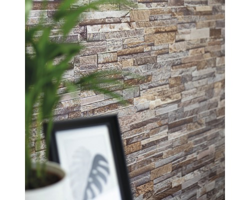 Décoration murale avec papier peint imitation pierre