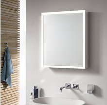 LED Spiegelschrank Prime AP 80 cm 2-türig RWS Rückwand Glas weiß