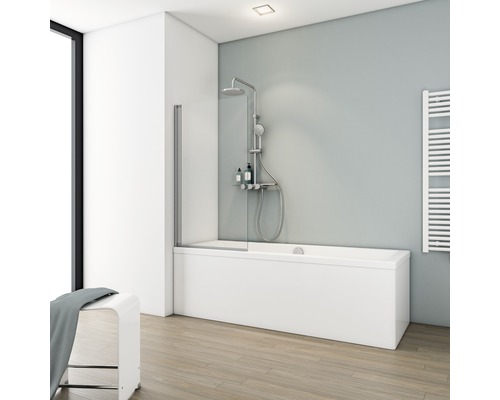 Pare-baignoire 1 partie SCHULTE Komfort ExpressPlus 70 x 130 cm verre transparent couleur du profilé aluminium EP16503-EKS 01 50