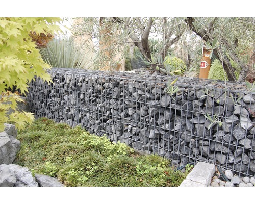 Gabion prêt à l'emploi 100 x 25 x 50 cm rempli de pierres pour gabions Nero Ebano 70-120 mm