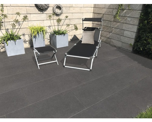 Dalle de terrasse en béton FLAIRSTONE New Jersey basalte noir 100 x 50 x 5 cm chanfreiné