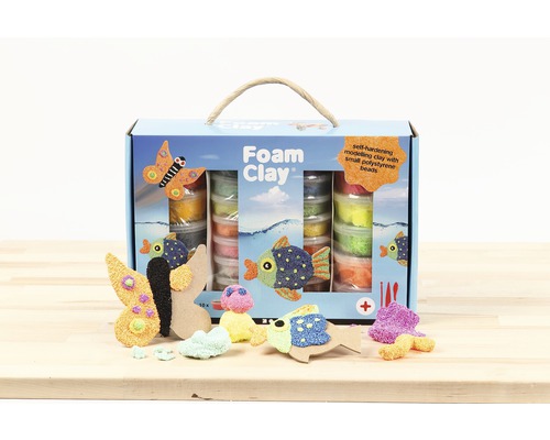 Foam Clay Set mit Modellierton und Polystyrolperlen in Box