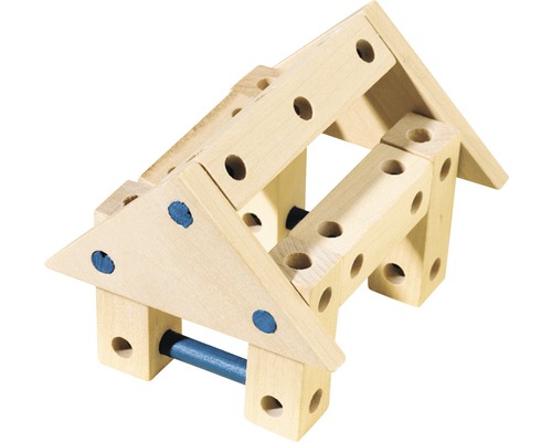 Blocs de construction en bois assemblés en une maison