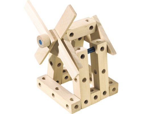 Jouet de construction de moulin à vent en bois pour enfants