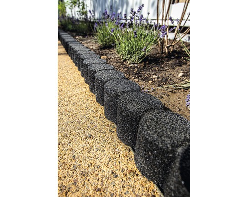 Chemin de jardin avec bordures de gazon et lavande