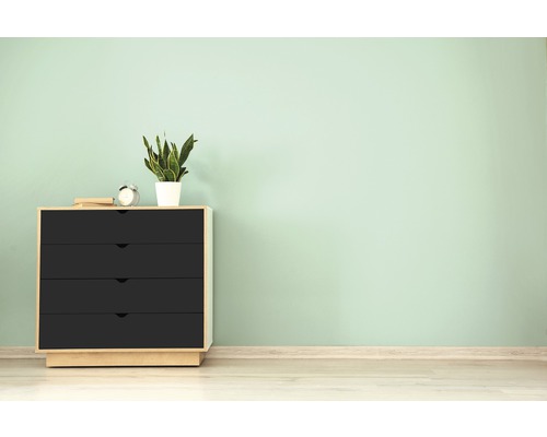 Kommode mit vier Schubladen, Dekoration und Pflanze