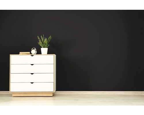 Kommode mit vier Schubladen, Dekoration und Zimmerpflanze