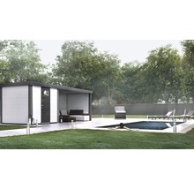 Gartenhaus Classico 2424 inkl. Regenrinne mit Seitendach, Rück- und Seitenwand rechts 542 x 258 cm weiß
