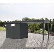 Gartenhaus Classico 2424 inkl. Regenrinne mit Seitendach rechts 542 x 259 cm granitgrau