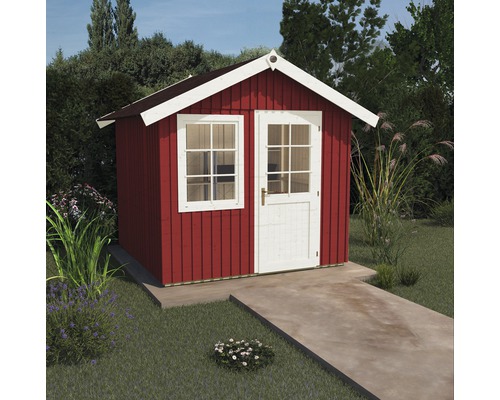 Abri de jardin weka abri suédois confort taille 1 passage libre haut 195 cm, avec plancher 314 x 298 cm rouge de Falun