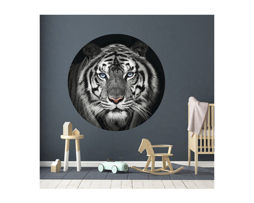 Décoration de pièce avec sticker mural tigre et meubles pour enfants