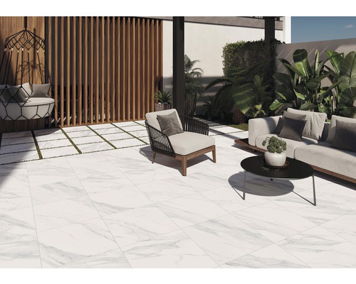 Dalle de terrasse en grès cérame fin Smartgrip rectifiée marbre 59,5 x 59,5 x 2 cm R10B