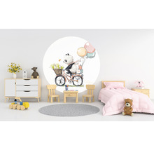 Kinderzimmer mit Panda Wandtattoo auf dem Fahrrad