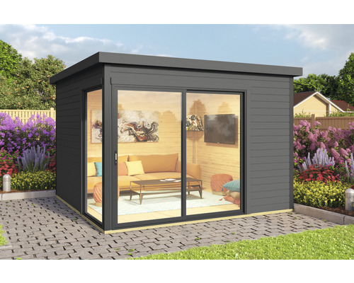 Abri de jardin weka Designhaus 412 taille 1 avec plancher 319,6 x 319,6 cm anthracite