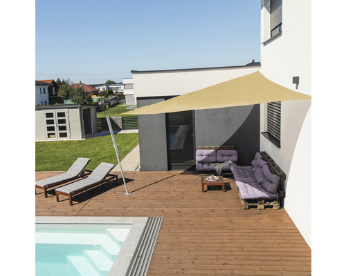 Windhager CAPRI Dreiecksonnensegel 5,0 x 5,0 x 5,0 m, HDPE 225 g/m² wind- und wasserdurchlässig, cremeweiß Windhager CAPRI Dreiecksonnensegel 5,0 x 5,0 x 5,0 m, HDPE 225 g/m² wind- und wasserdurchlässig, cremeweiß