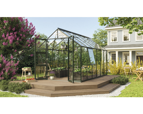 Serre Vitavia Olymp 9900 verre de sécurité trempé 3 mm 257 x 386 cm émeraude