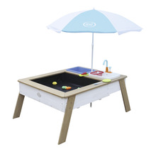 Table de jeu Axi avec parasol, comprenant une cuisine de jeu et un bac à sable