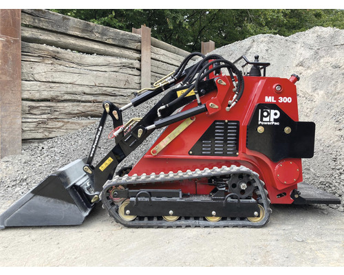 Mini-chargeur rouge PowerPac ML300 avec chenilles et godet