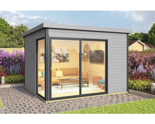 Abri de jardin weka Designhaus 412 taille 1 avec plancher 319,6 x 319,6 cm gris