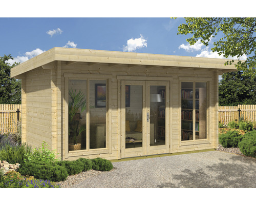 Abri de jardin weka Weekendhaus 709 taille 2 avec plancher 540 x 360 cm naturel Abri de jardin en bois avec fenêtres et porte double