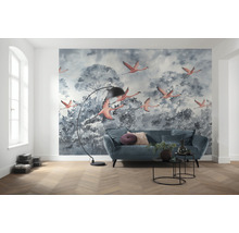 Papier peint panoramique intissé INX8-053 Ink Flamingos in the Sky 8 pcs. 400 x 280 cm