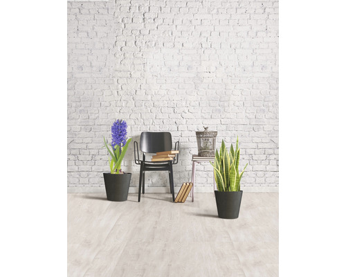 Salle décorative avec chaise, plantes d''intérieur et pile de livres contre un mur de briques