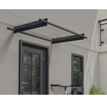 Vordach aus Glas und Metall über einer Haustür