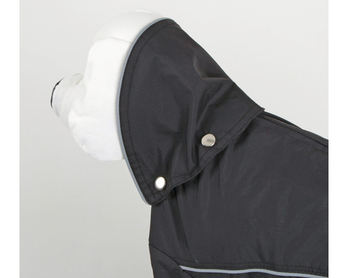 Manteau pour chien noir avec capuche et détails réfléchissants