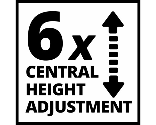 Symbole pour un réglage central de la hauteur en six points