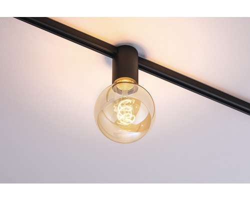 Deckenleuchte mit Schienensystem und Glühbirne