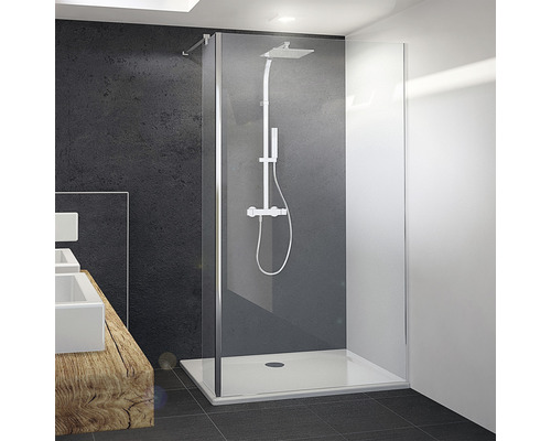 Cabine de douche Breuer Panorama 1000x2000 mm verre véritable transparent clair aspect chrome avec élément d'angle fixe 300 mm 3456005001263