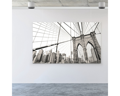 Fotoleinwand mit Schwarz-Weiß-Aufnahme der Brooklyn Bridge
