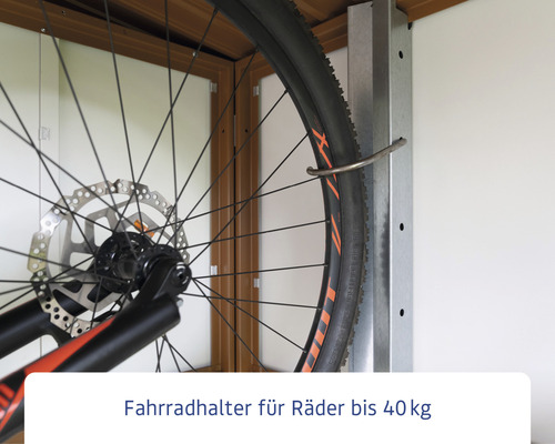 Fahrradhalterung für Räder bis 40 kg mit aufgehängtem Fahrrad